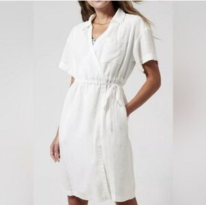 Athleta Playa Wrap Linen Dress White